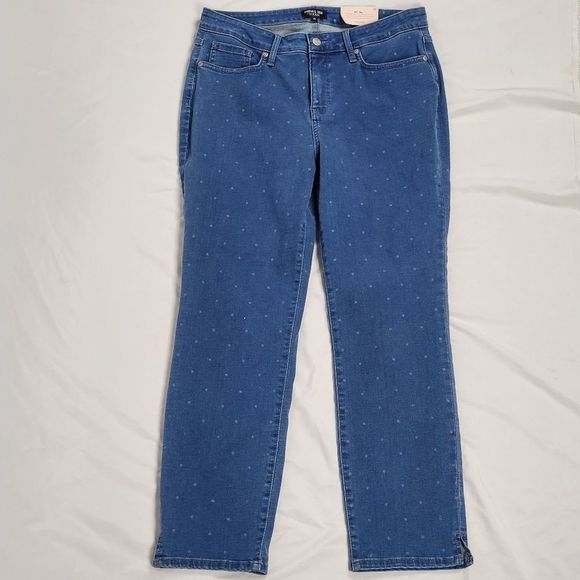 Curves 360 by NYDJ Denim - NWT Curves 360 by NYDJ Slim Straight Ankle Jeans in Beach Polkadot - Size 10
